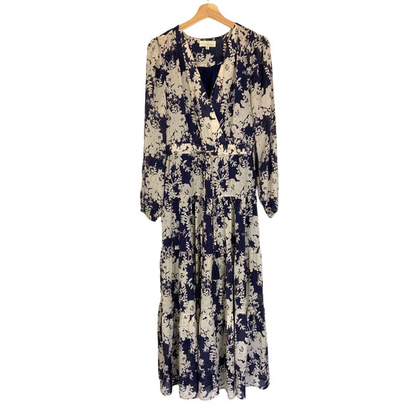 Pinch Dresses & Skirts - Pinch Navy Floral Long Sleeve Tiered Maxi Dress Women's Size Medium